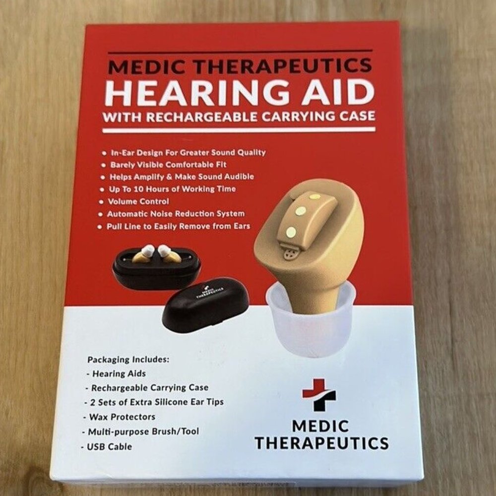Medic Therapeutics Hearing Aid with Rechargeable Carrying Case